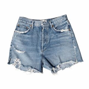 Agolde Light Blue Distressed Denim Women’s Shorts